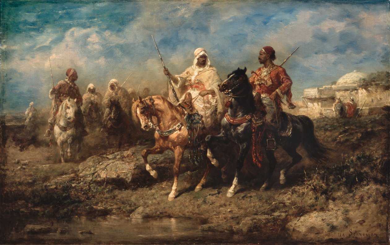 Arabes, fin du XIXe siècle (huile sur toile) - Adolf Schreyer
