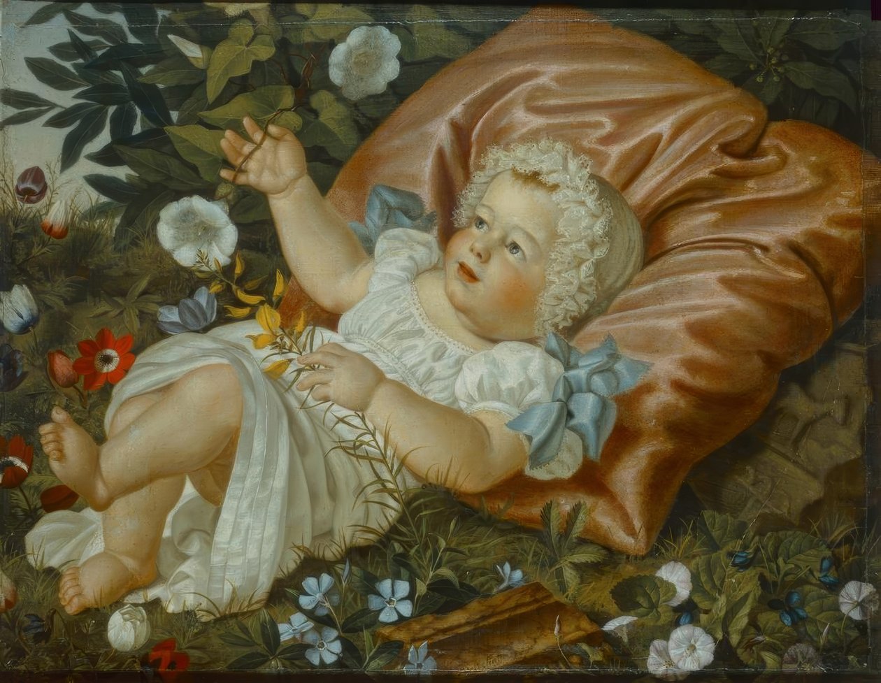 Enfant sous les fleurs - Adolf Senff
