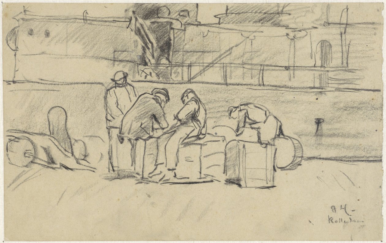 Travailleurs au quai de Rotterdam - Adolf le Comte