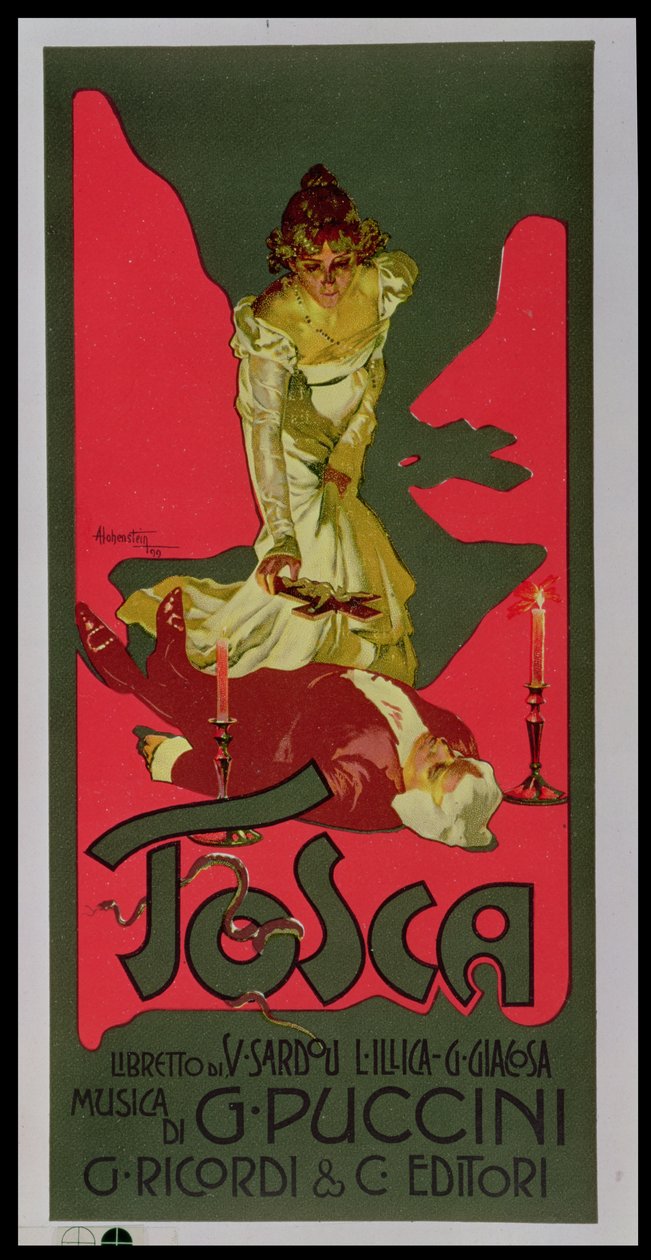 Tosca, affiche publicitaire pour une représentation - Adolfo Hohenstein