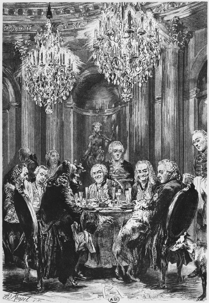 Voltaire avec le roi Frédéric II de Prusse à Sanssouci près de Potsdam, 1878 - Adolph Menzel