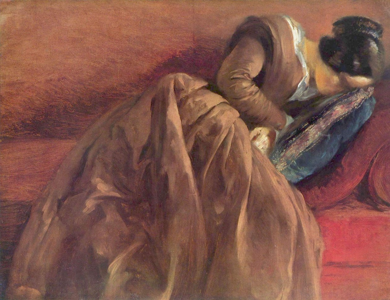 La sœur de Menzel, Emilie, endormie - Adolph Menzel