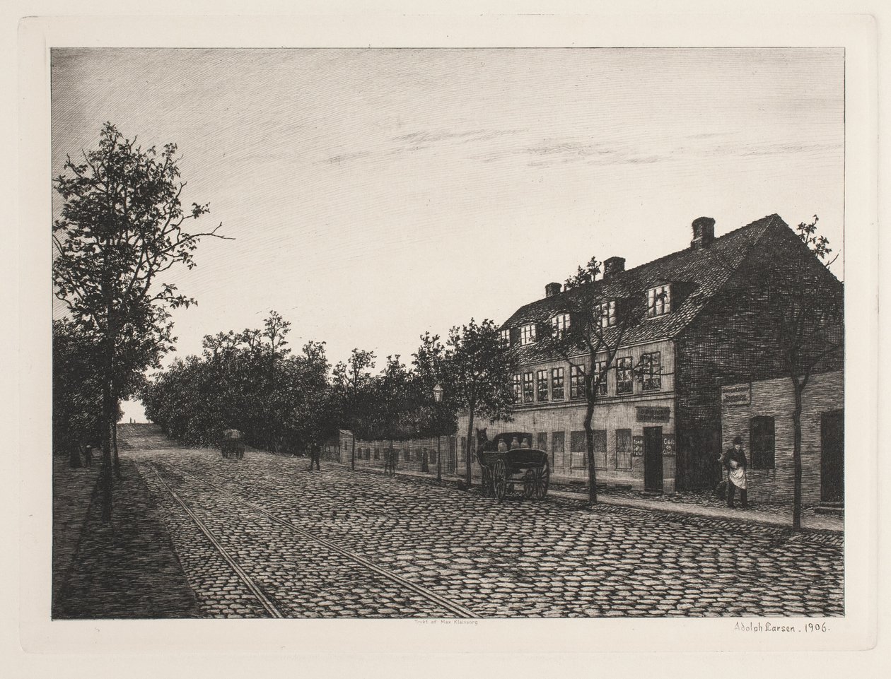 Scène de rue dans une banlieue de Copenhague - Adolph Larsen