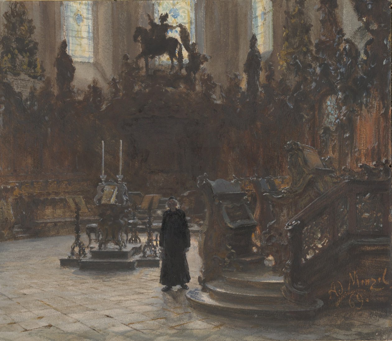 Les stalles du chœur dans la cathédrale de Mayence - Adolph Menzel