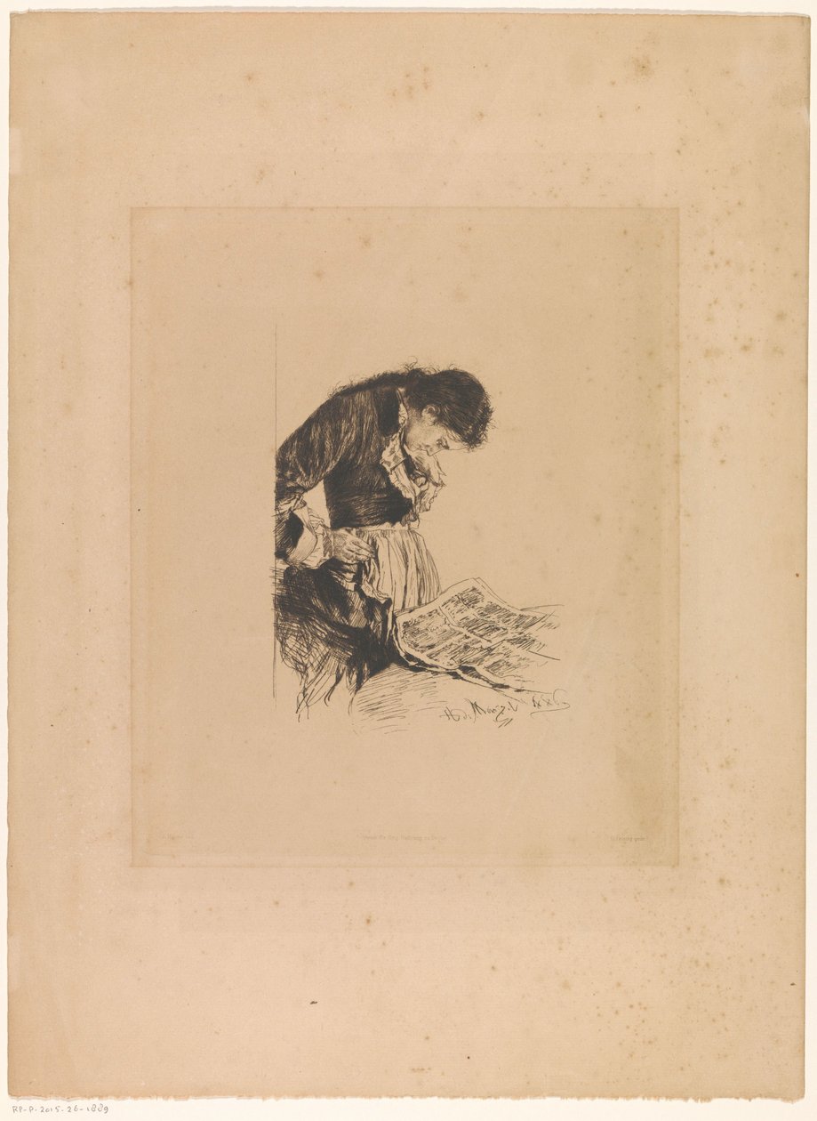 Femme lisant le journal - Adolph Menzel