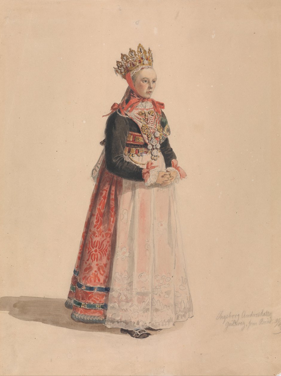 Ingeborg Andresdatter Gulsvik en mariée - Adolph Tidemand