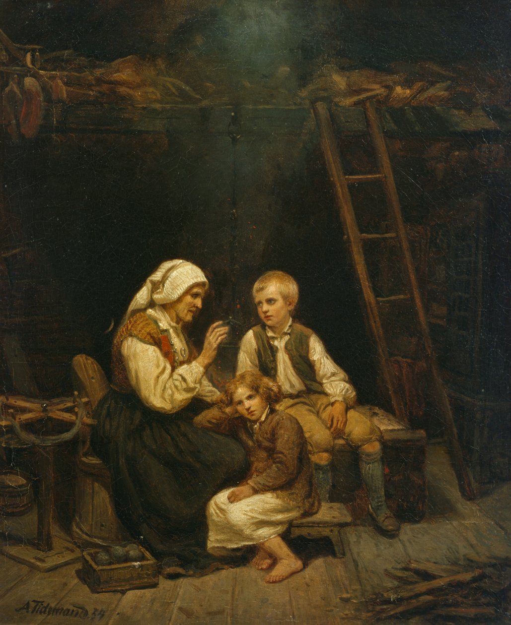 Le conteur de fées, histoire de grand-mère - Adolph Tidemand