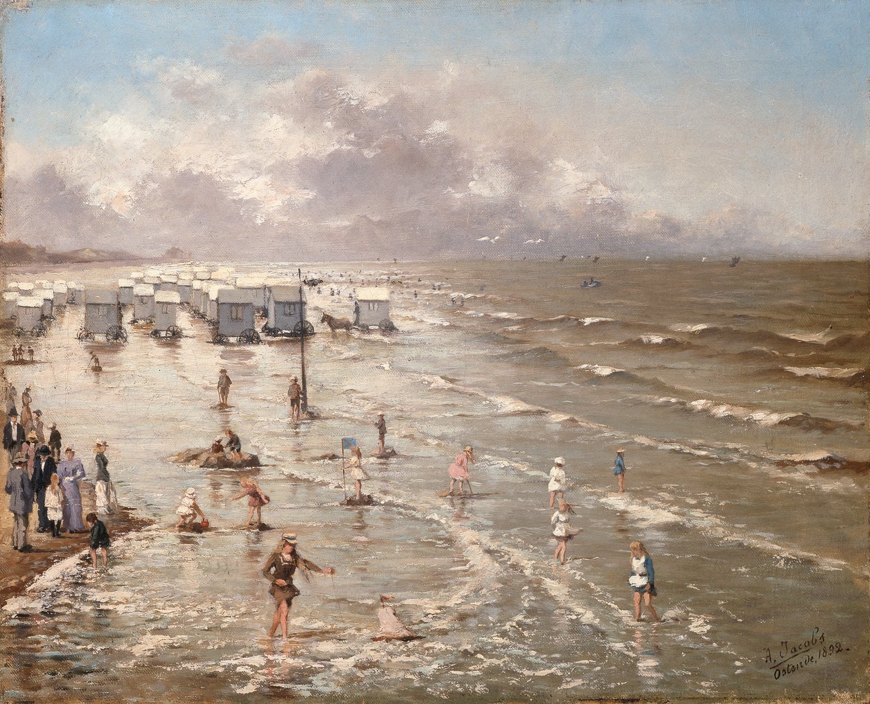 La plage à Ostende, 1892 - Adolphe Jacobs