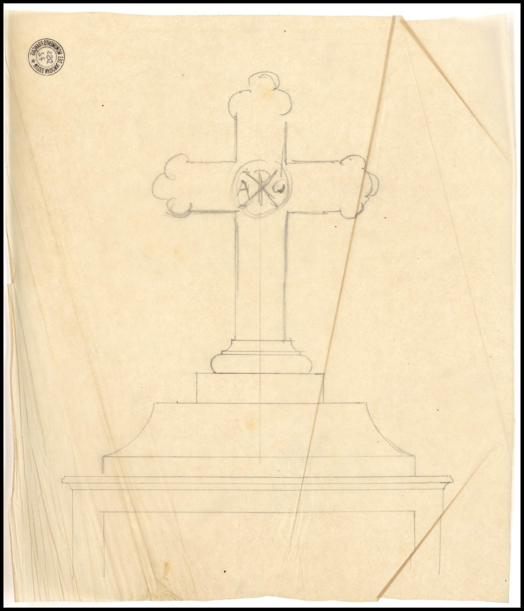 Croquis de tombeau pour la famille Karakehia au cimetière du Père Lachaise à Paris - Adolphe Victor Geoffroy Dechaume