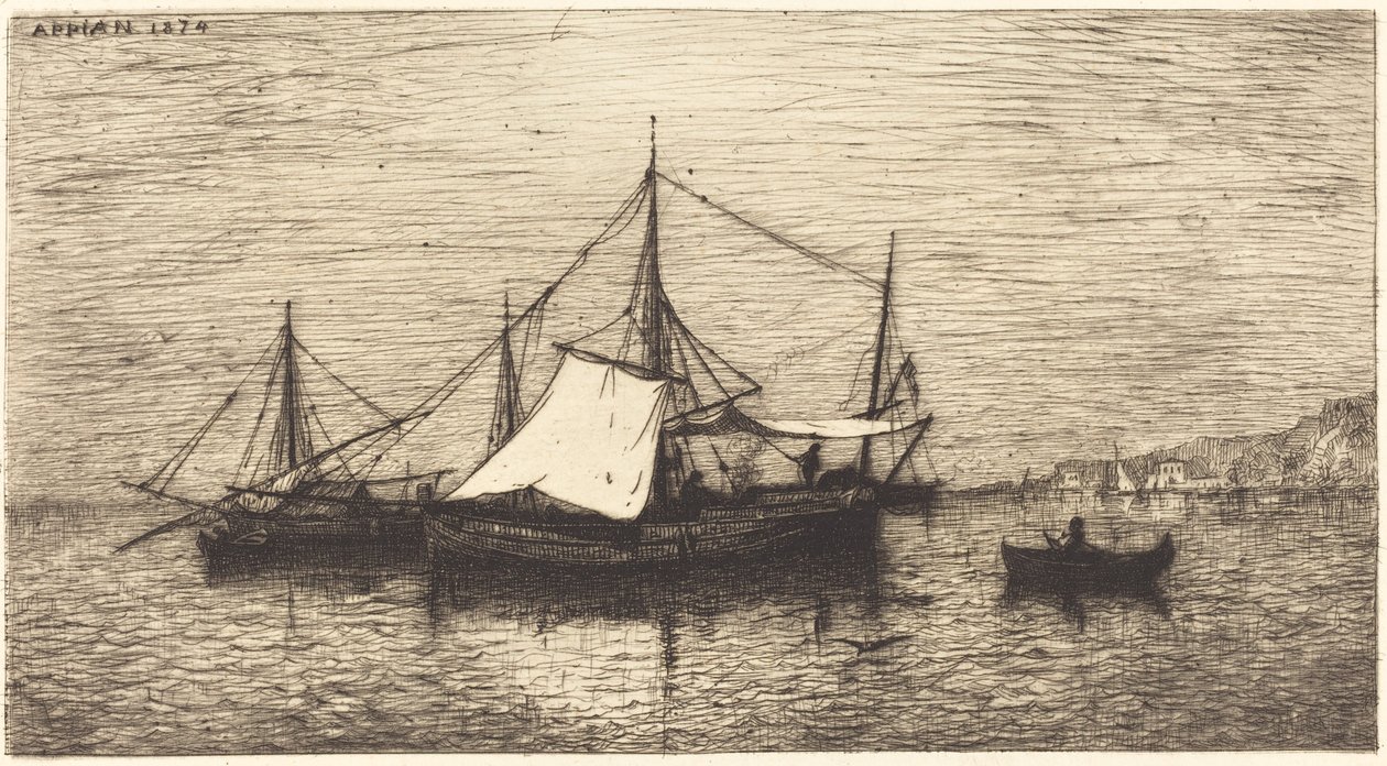 Navires de commerce côtier, Italie - Adolphe Appian