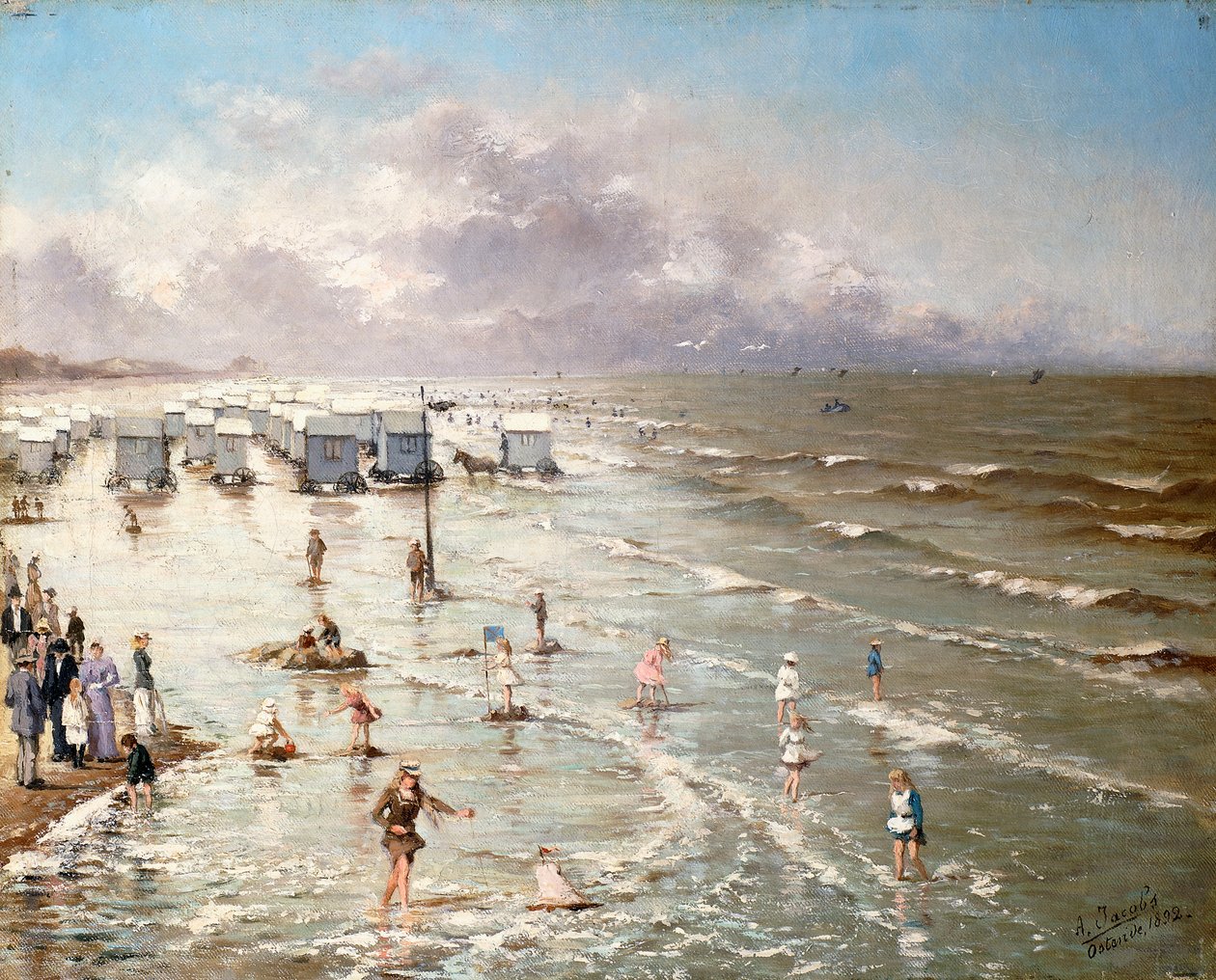 La plage à Ostende, 1892 - Adolphe Jacobs