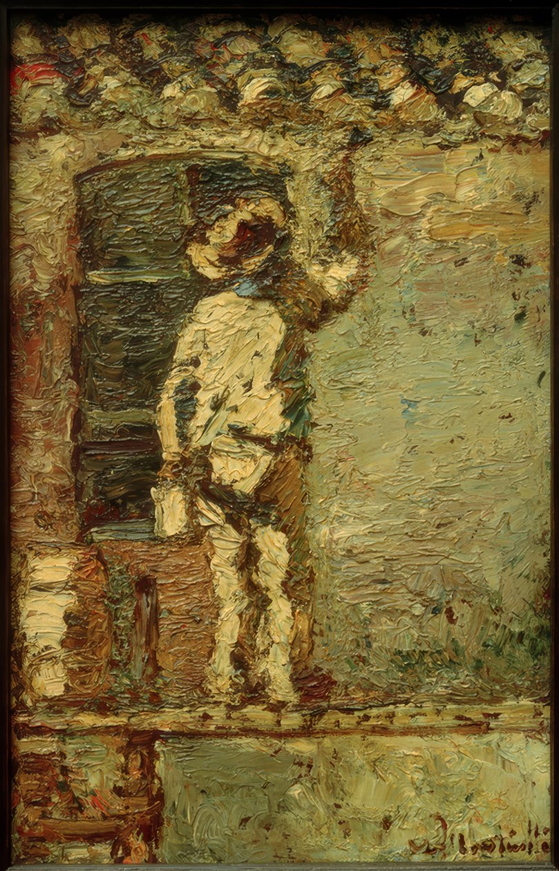 A. Monticelli, peintre sur un mur de maison - Adolphe Joseph Thomas Monticelli