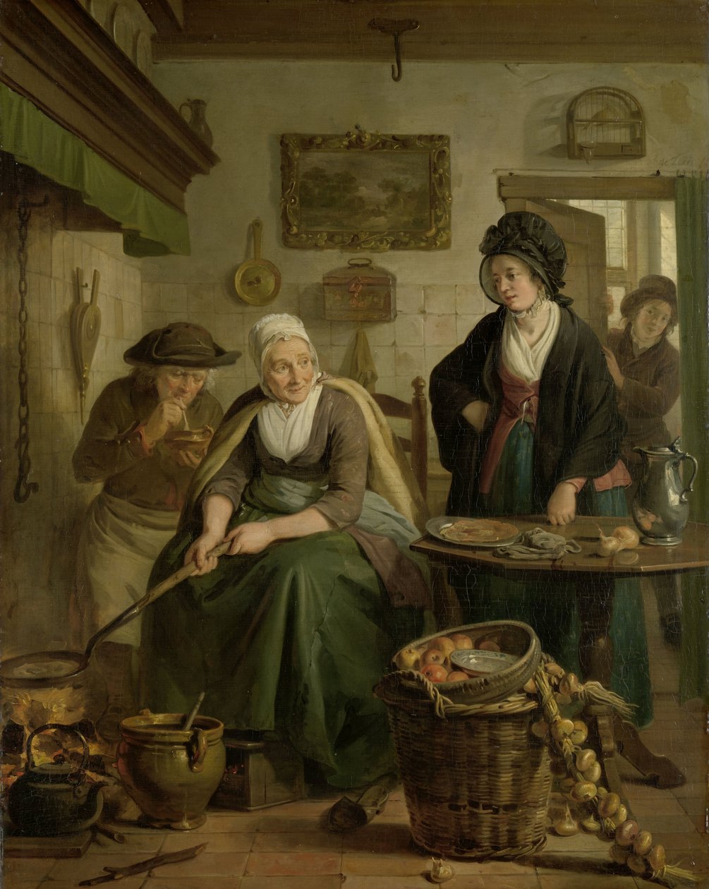 Femme cuisinant des crêpes - Adriaan de Lelie