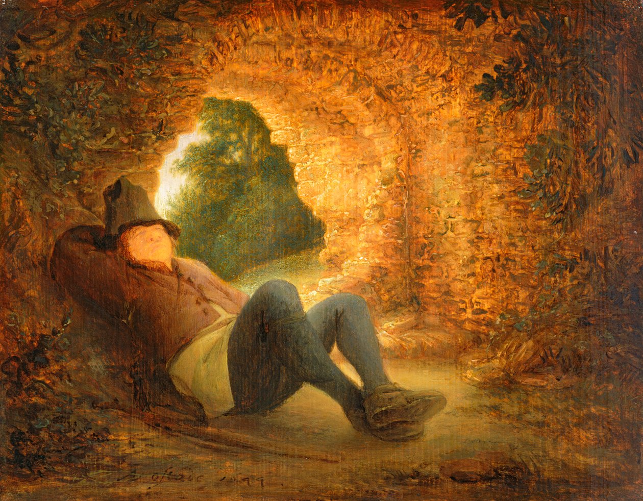 Paysans dormant dans une voûte en ruine - Adriaen Jansz. van Ostade