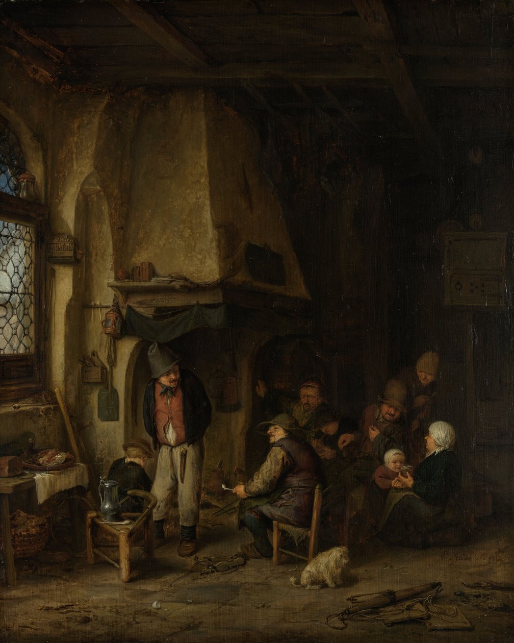 Les Patineurs : Paysans dans un intérieur, 1650 - Adriaen Jansz. van Ostade