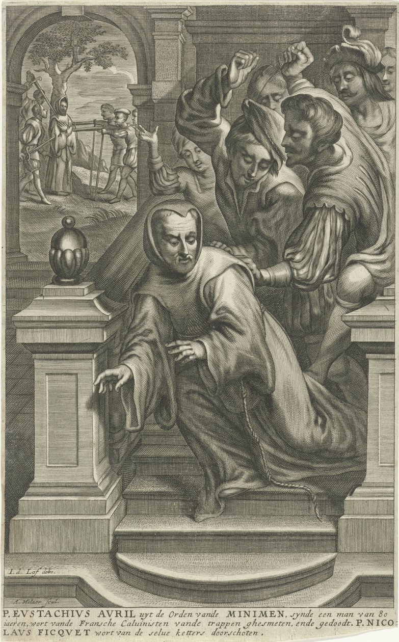 Eustachius Avril jeté dans les escaliers par les calvinistes - Adriaen Millaert