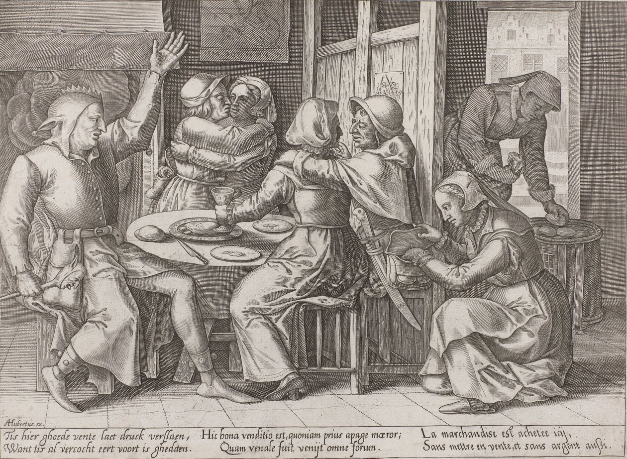 Compagnie buvant avec un bouffon - Adriaen Huybrechts (I)