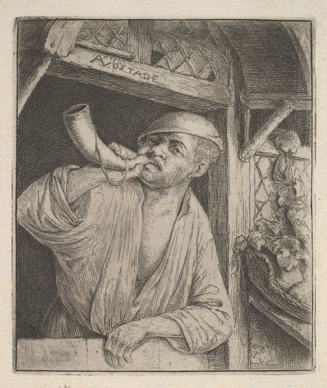 Boulanger soufflant dans une corne, 1610-85 - Adriaen Jansz. van Ostade