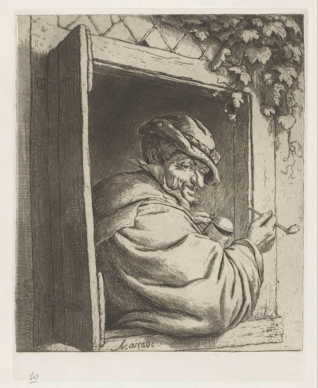 Paysans fumant à une fenêtre - Adriaen van Ostade