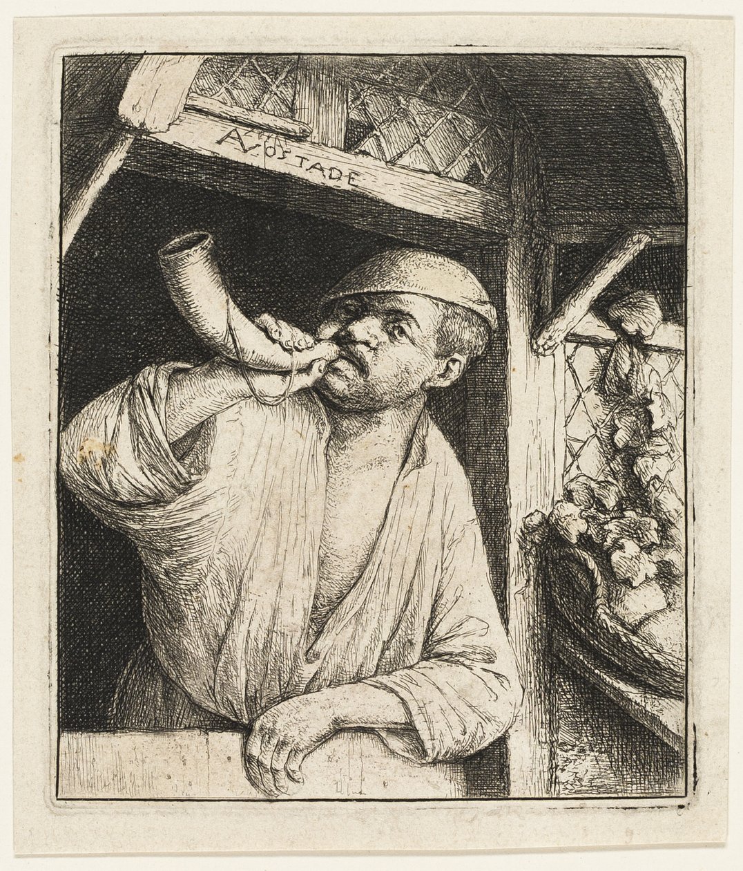 Le boulanger sonnant son cor - Adriaen van Ostade