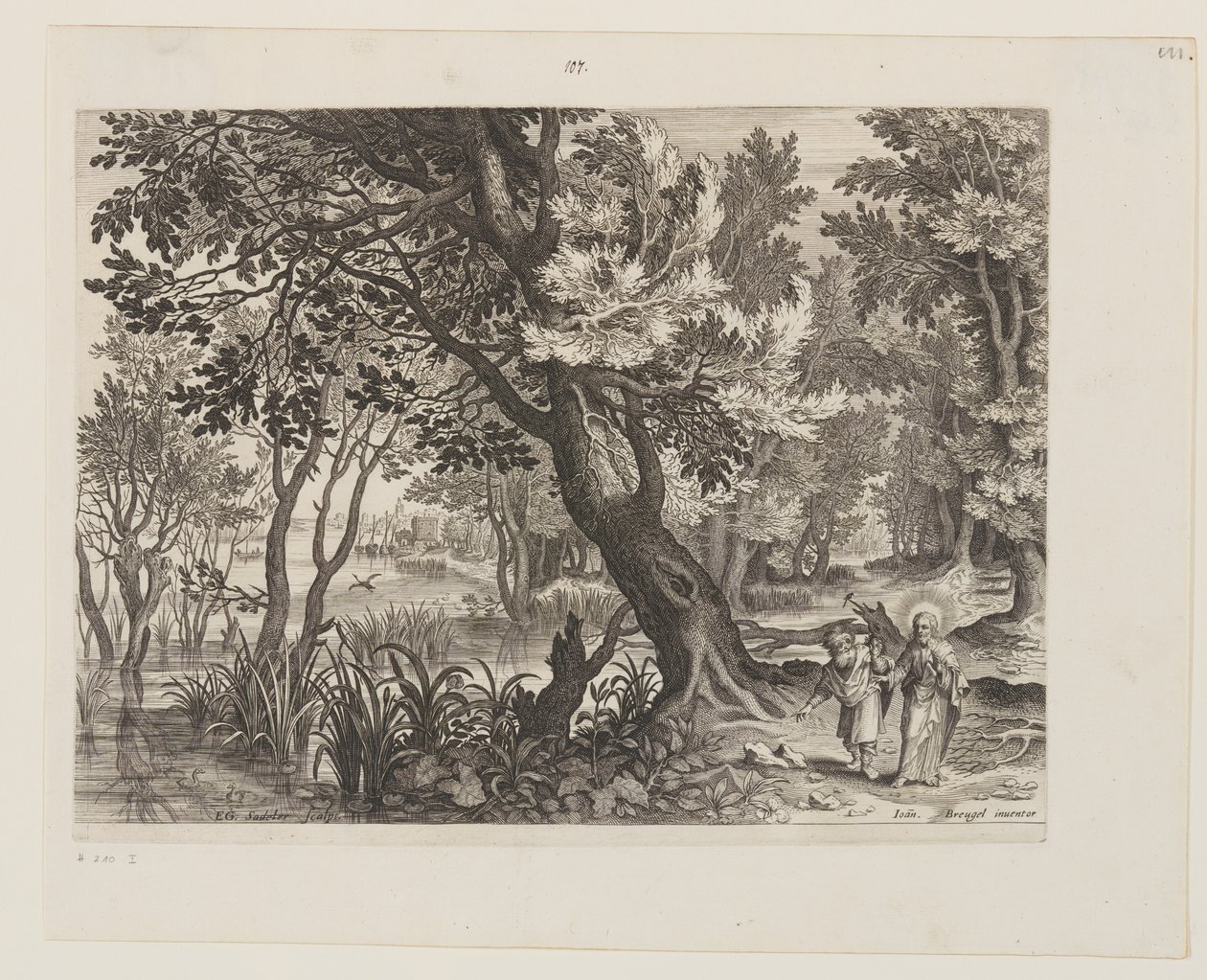 Riverscape avec La tentation du Christ - Aegidius Sadeler II