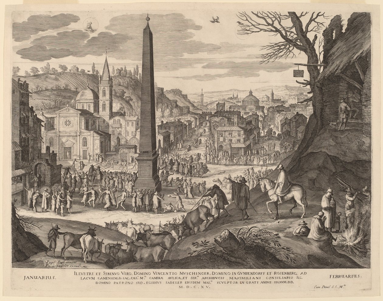 Janvier et Février - Aegidius Sadeler II after Paul Bril