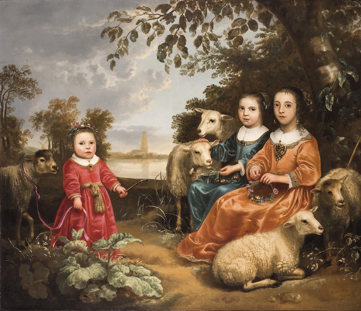 Trois filles avec des moutons dans un paysage - Aelbert Cuyp