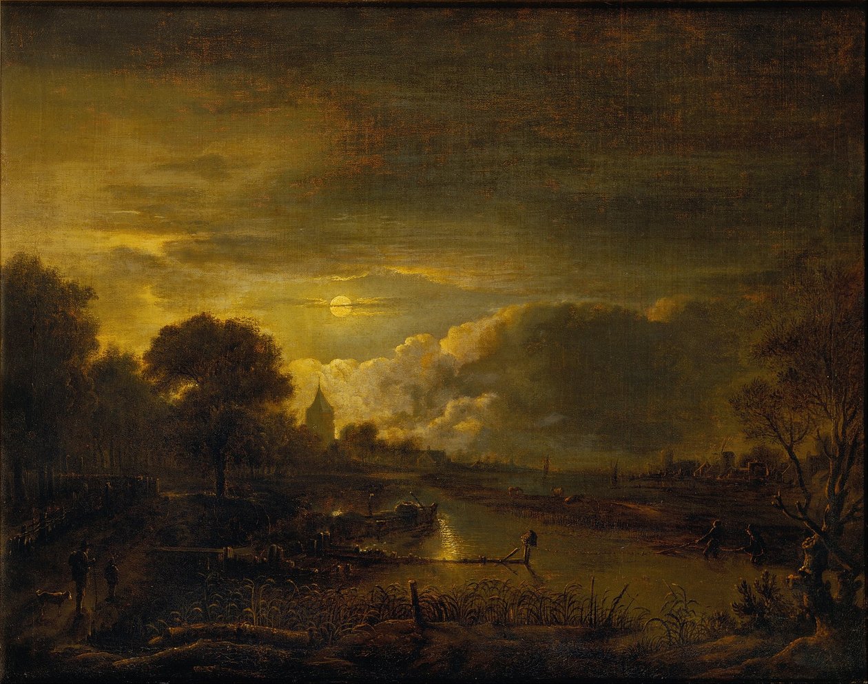 Scène fluviale au clair de lune - Aert van der Neer