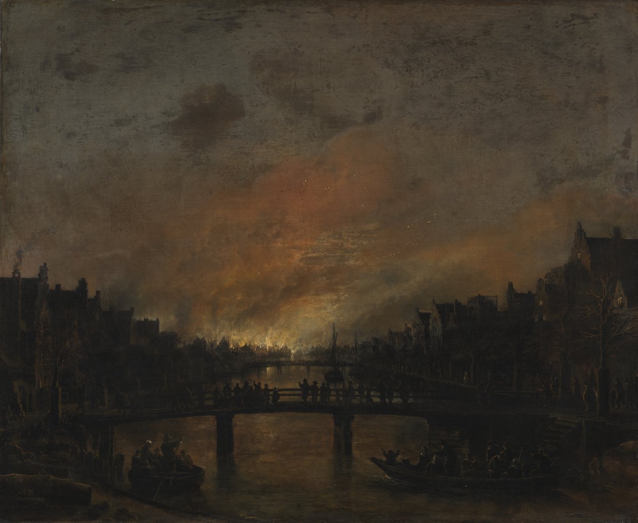 Incendie à Amsterdam la nuit - Aert van der Neer