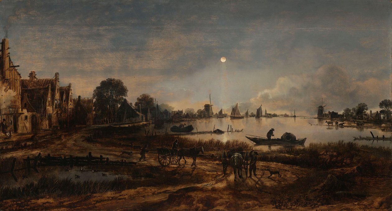 Vue de rivière au clair de lune, vers 1640-50 - Aert van der Neer