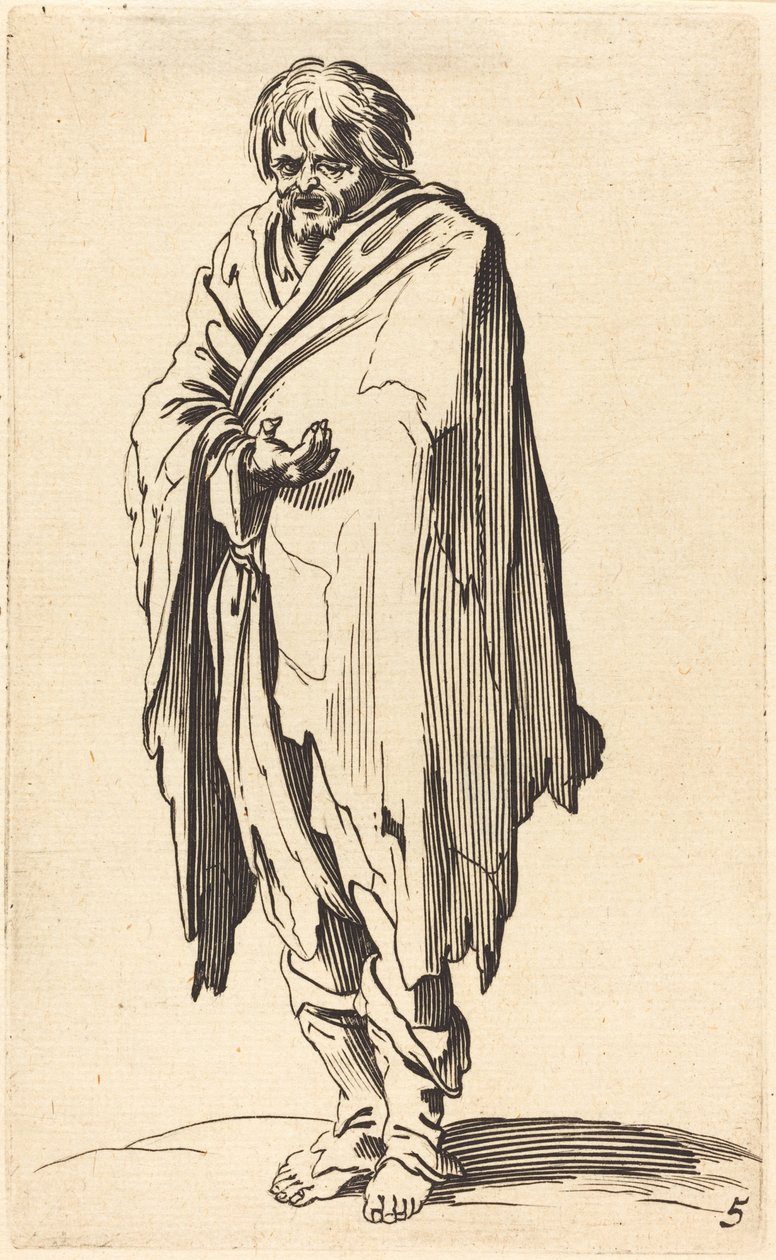Mendiant à tête et pieds nus - After Jacques Callot