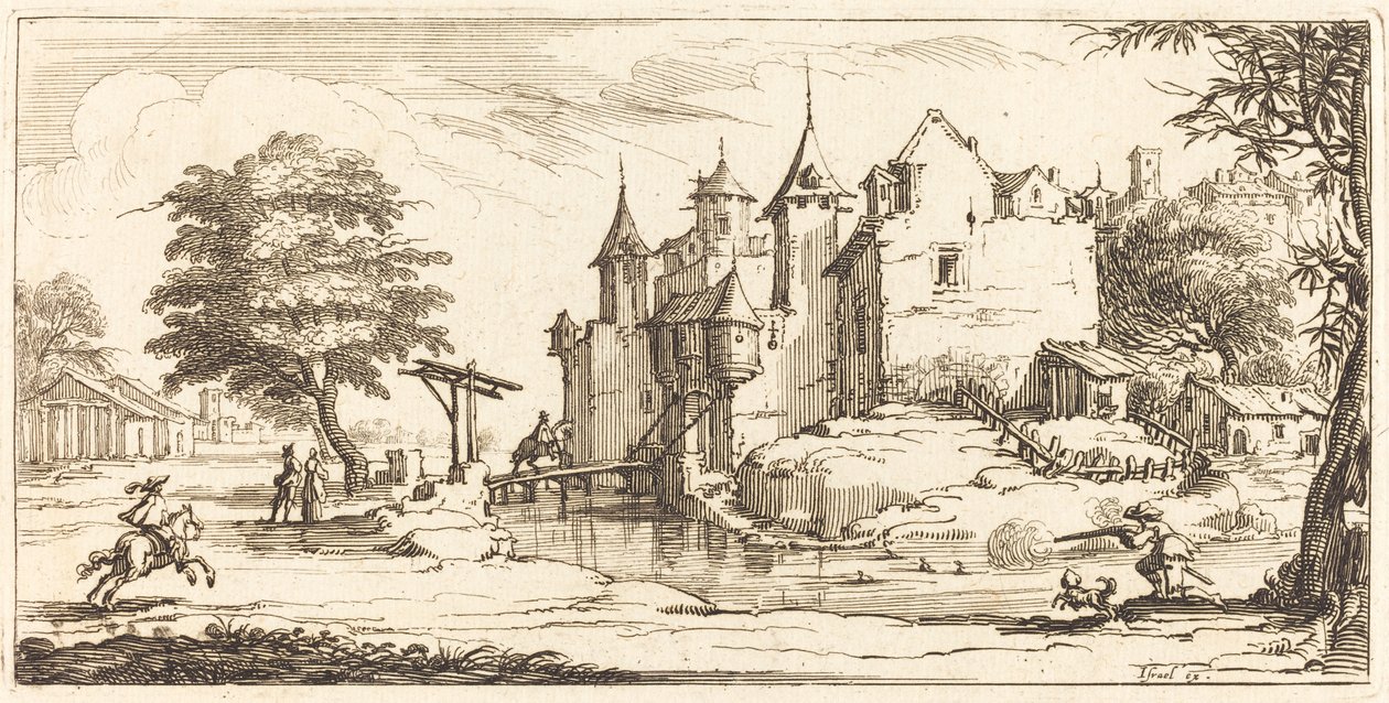 Château avec un pont-levis - After Jacques Callot