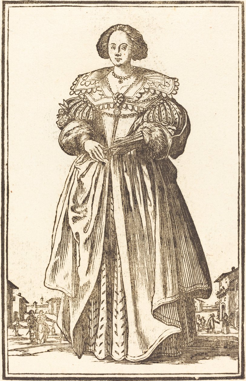 Noble femme avec éventail - After Jacques Callot