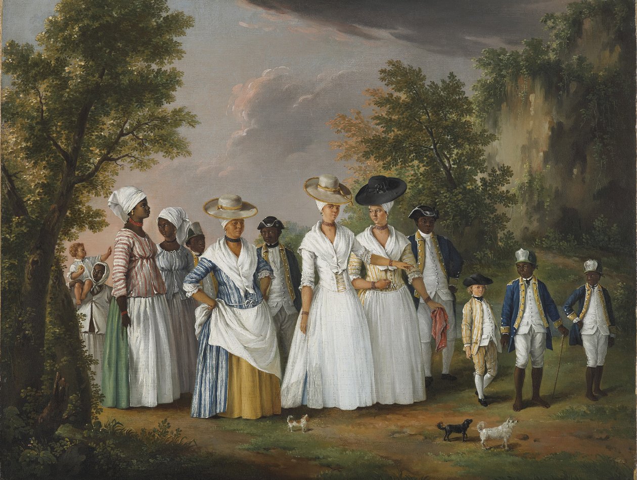 Femmes de couleur libres avec leurs enfants et serviteurs dans un paysage, 1770-1796 - Agostino Brunias