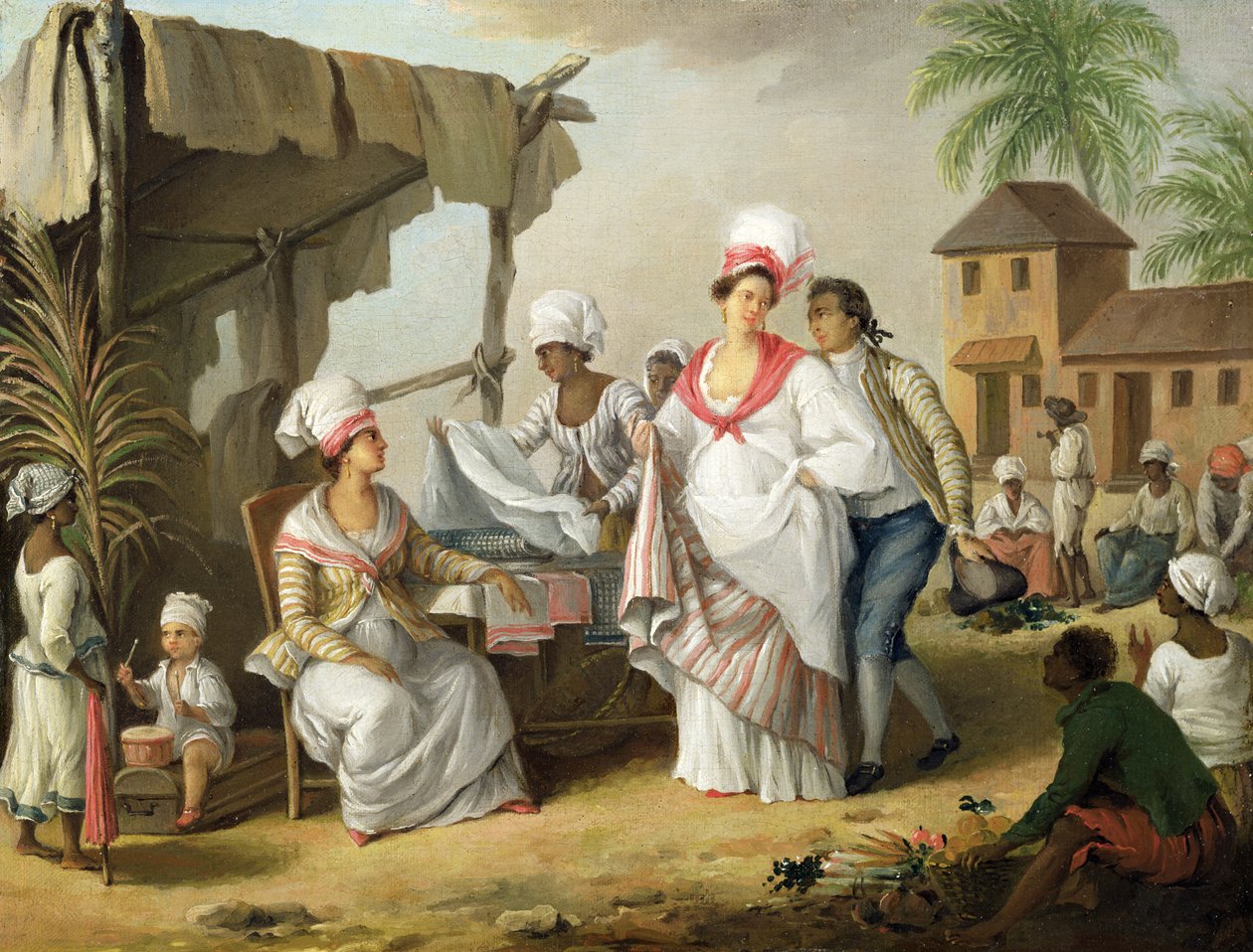 Marché de lin, Roseau, Dominique, c.1780 - Agostino Brunias