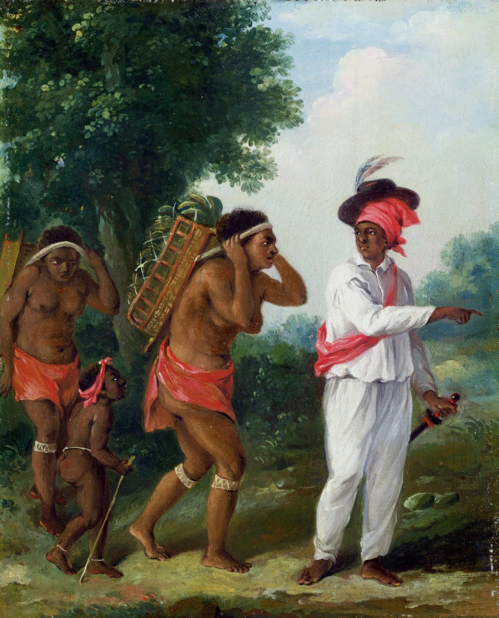 Homme de couleur des Antilles, dirigeant deux femmes caribes avec un enfant, c.1780 - Agostino Brunias