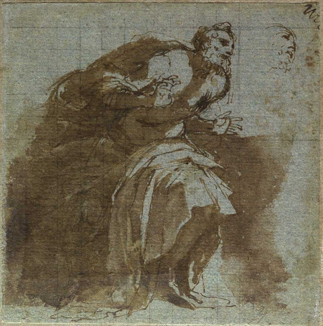 Figure sénile étonnée (détail) - Agostino Carracci