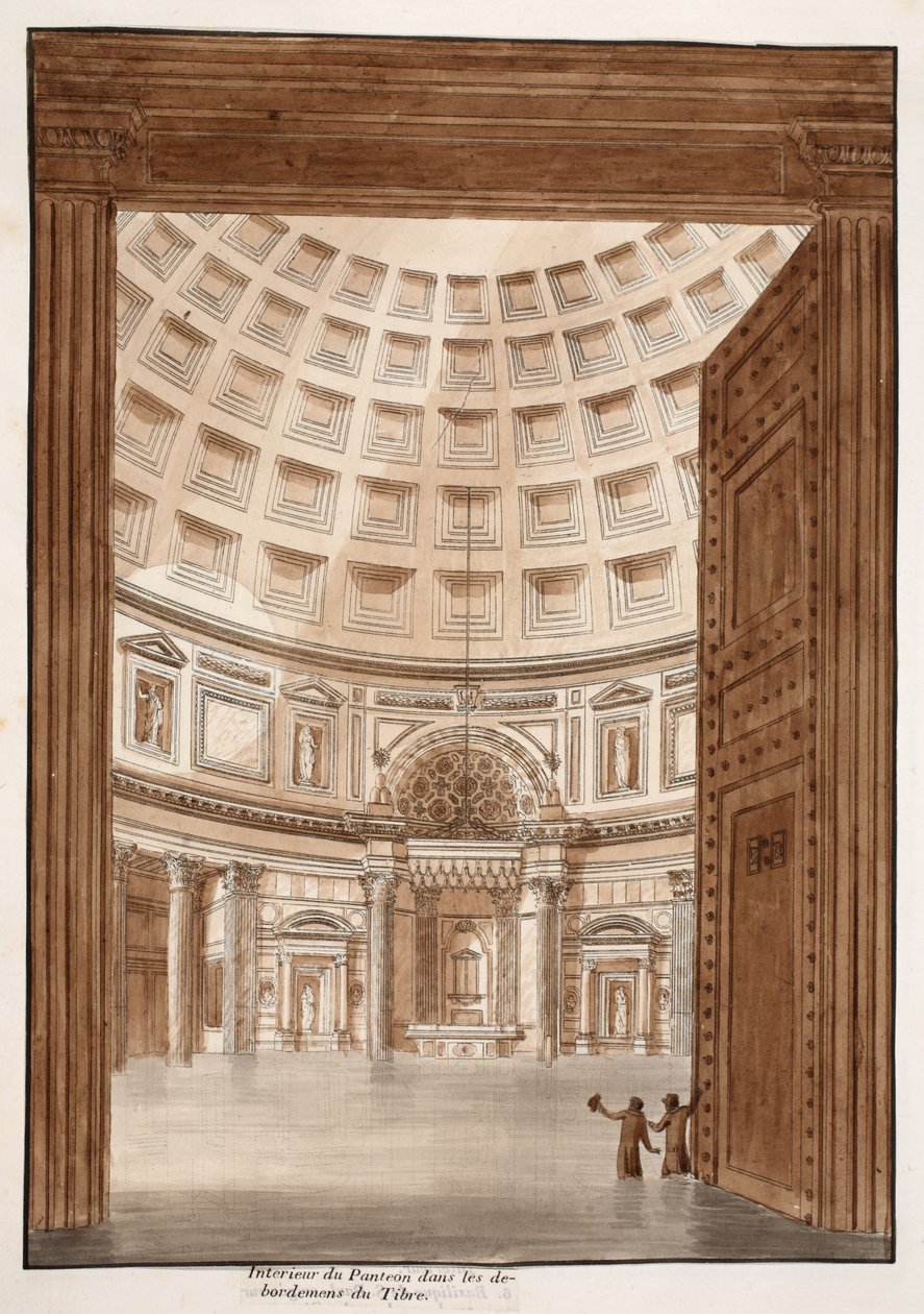 Intérieur du Panthéon après que le Tibre a débordé, 1833 - Agostino Tofanelli