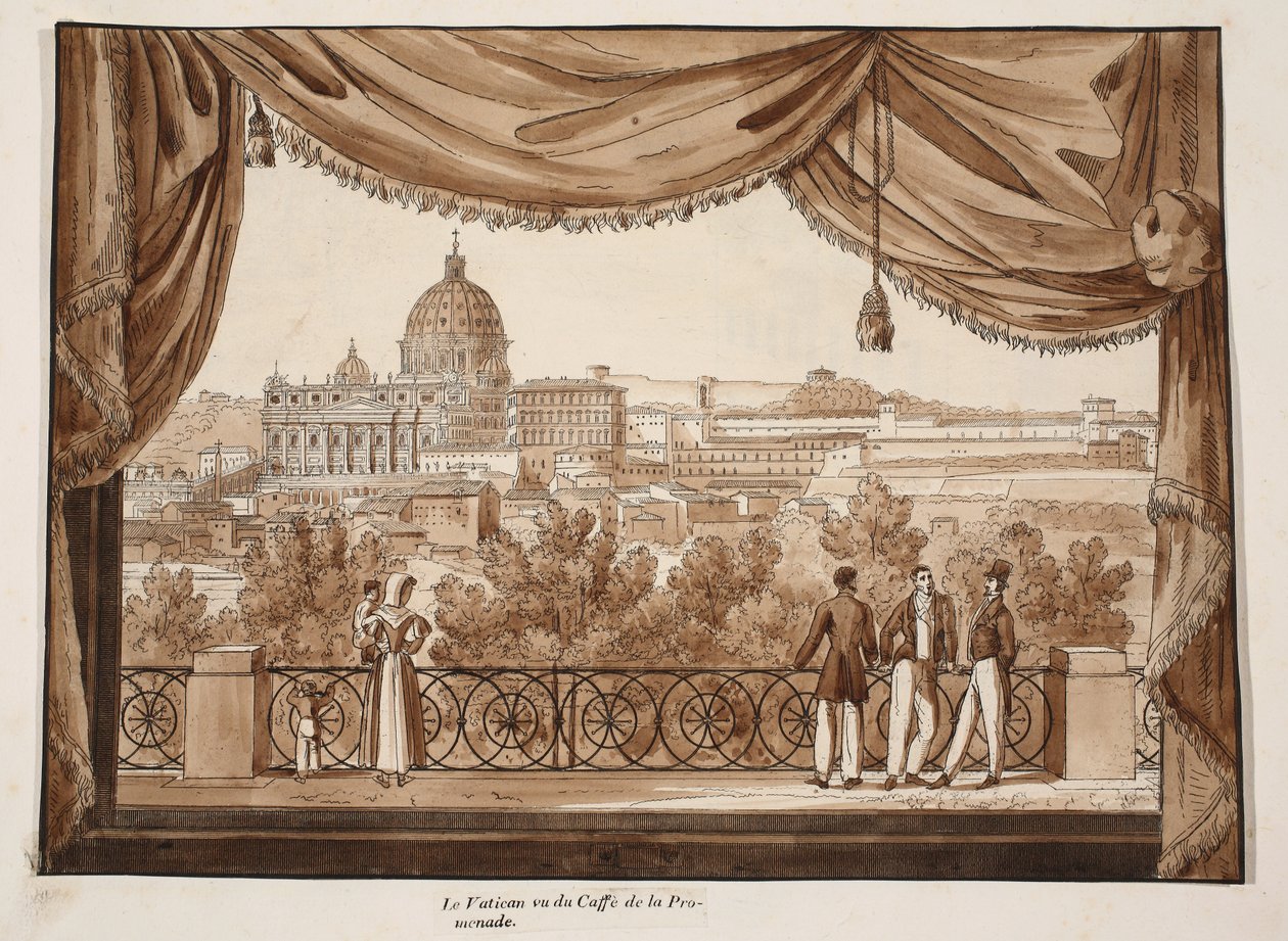 Le Vatican vu du Caffe de la Promenade, 1833 - Agostino Tofanelli