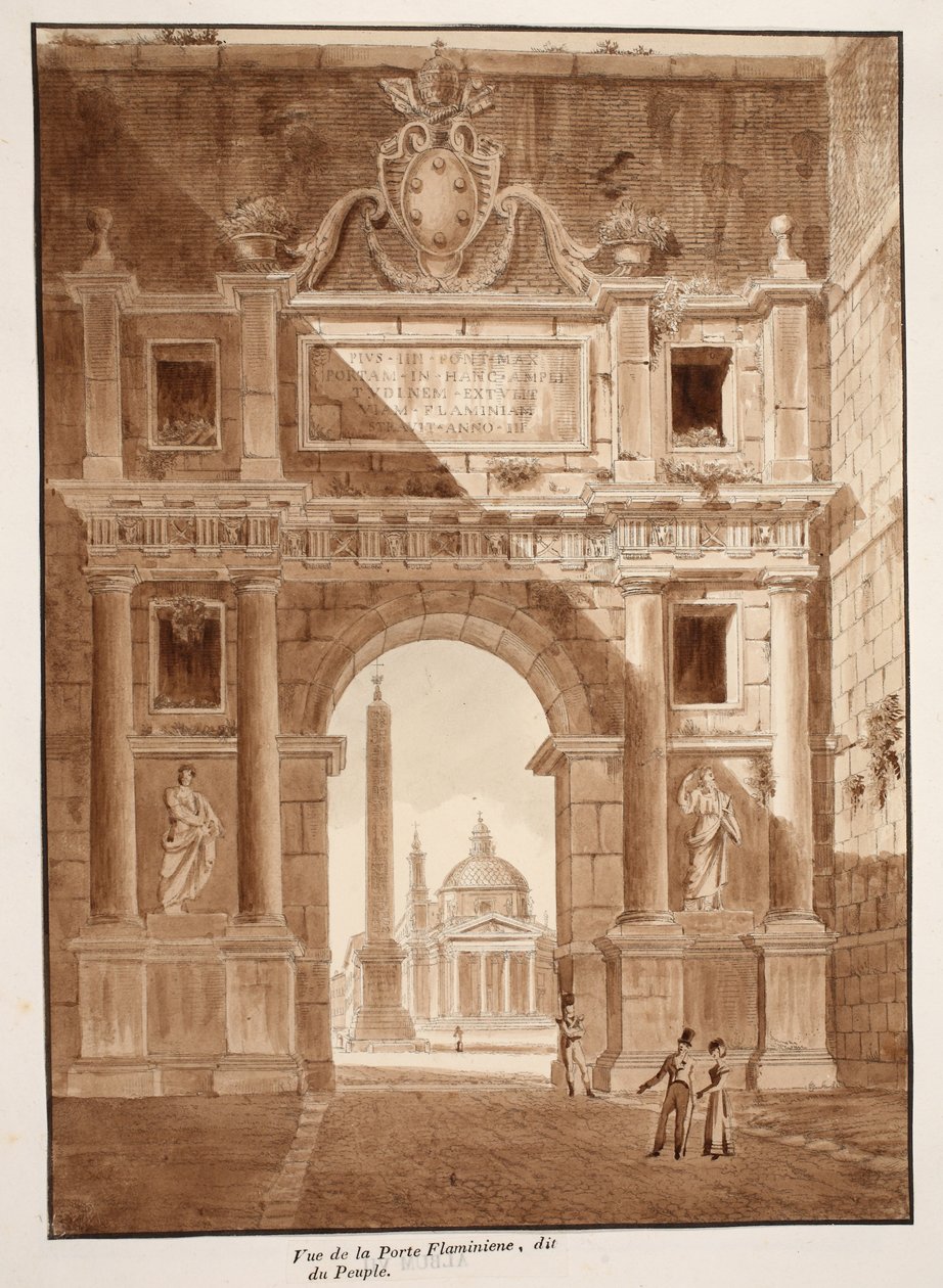 Vue de la Porta Flaminia, ou Porta del Popolo, 1833 - Agostino Tofanelli