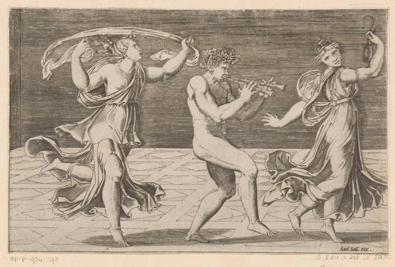 Satyre et ménades dansant - Agostino Veneziano