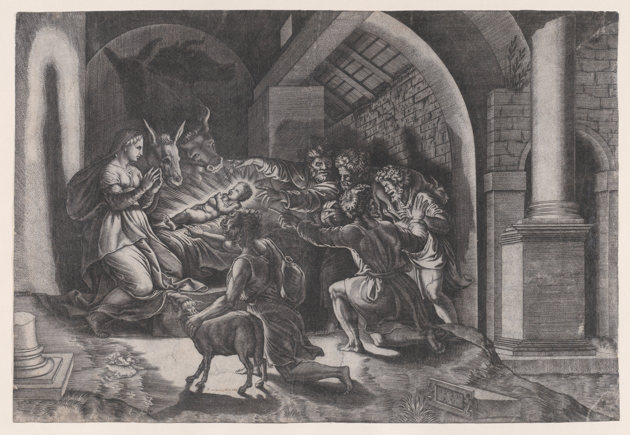 La Nativité, datée 1531 - Agostino Veneziano