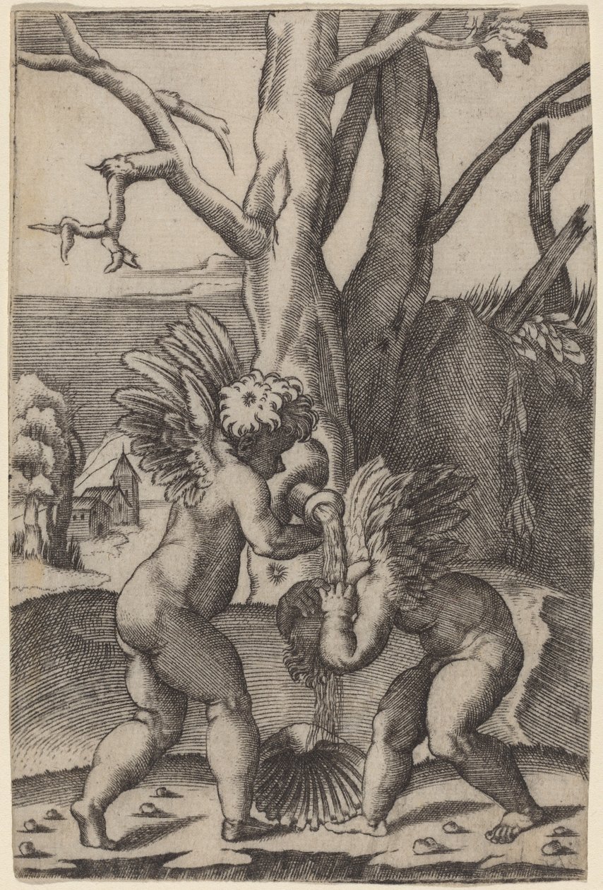 Deux amours - Agostino dei Musi after Raphael