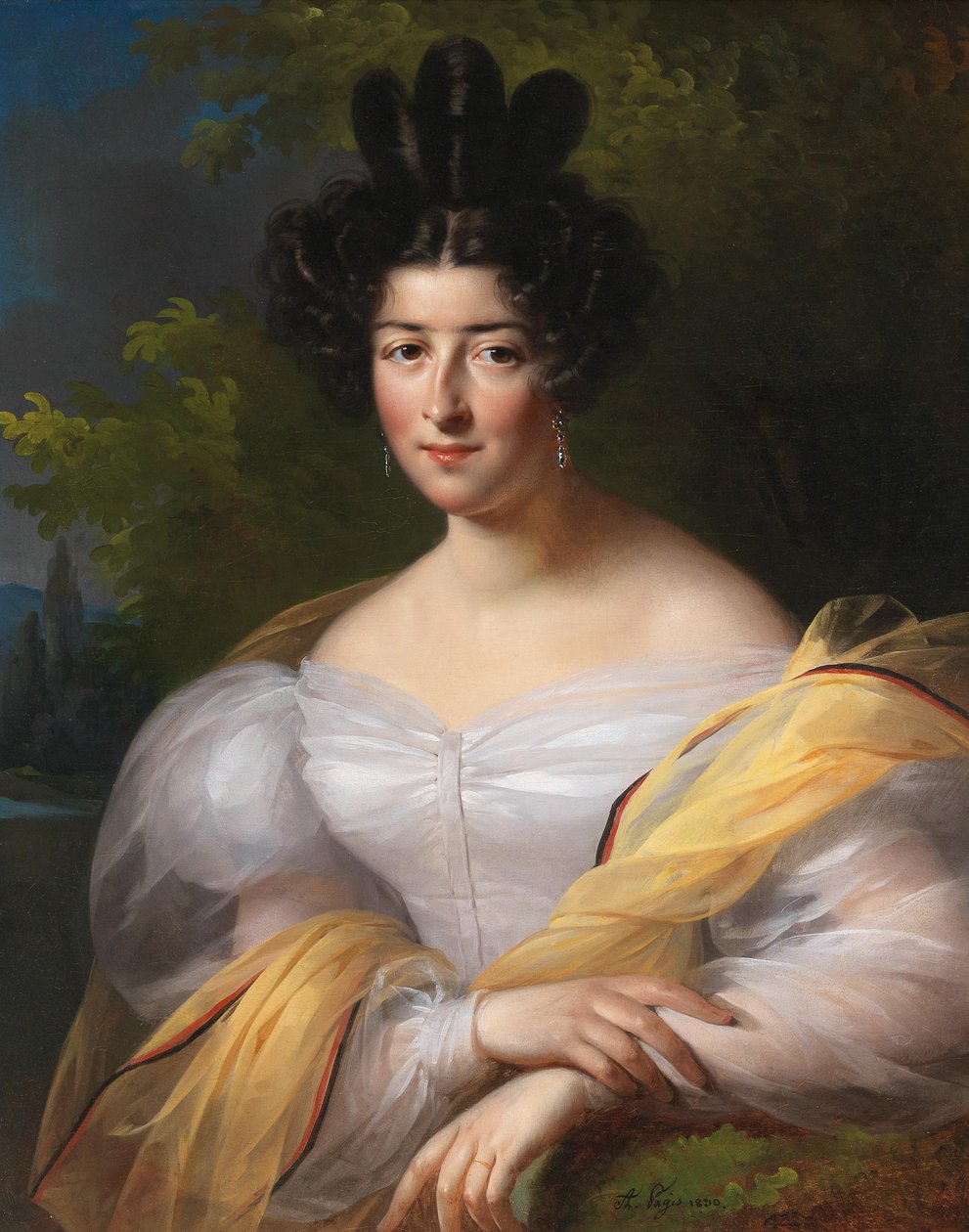 Une dame en robe blanche - Aimée Brune Pagès