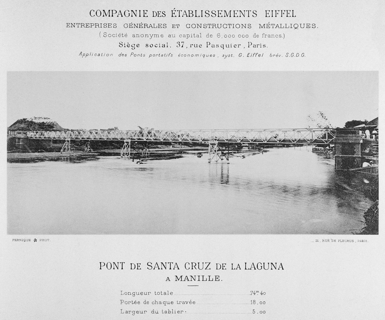 Pont de Santa Cruz de la Laguna, Manille, février 1891 - Albert Fernique