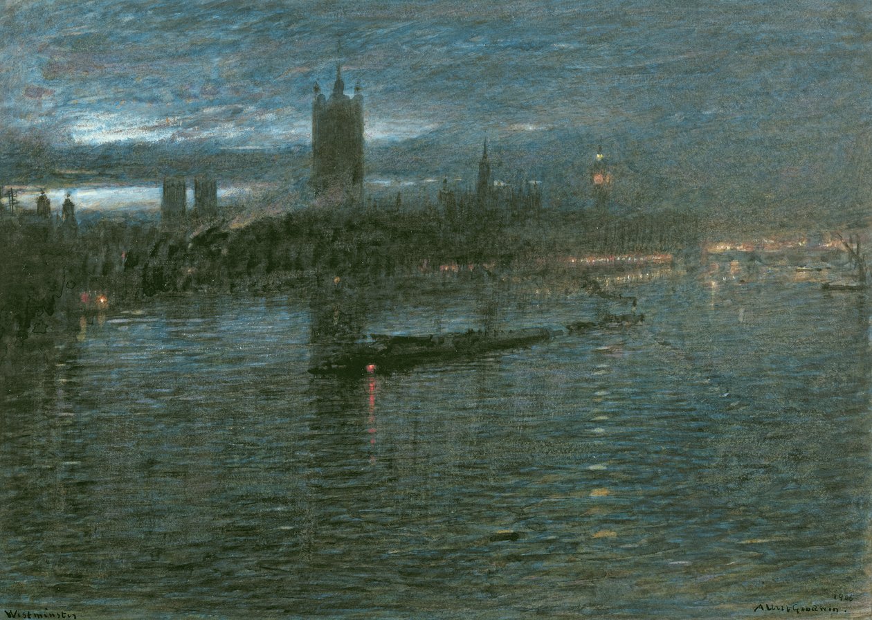 Westminster de nuit - Albert Goodwin