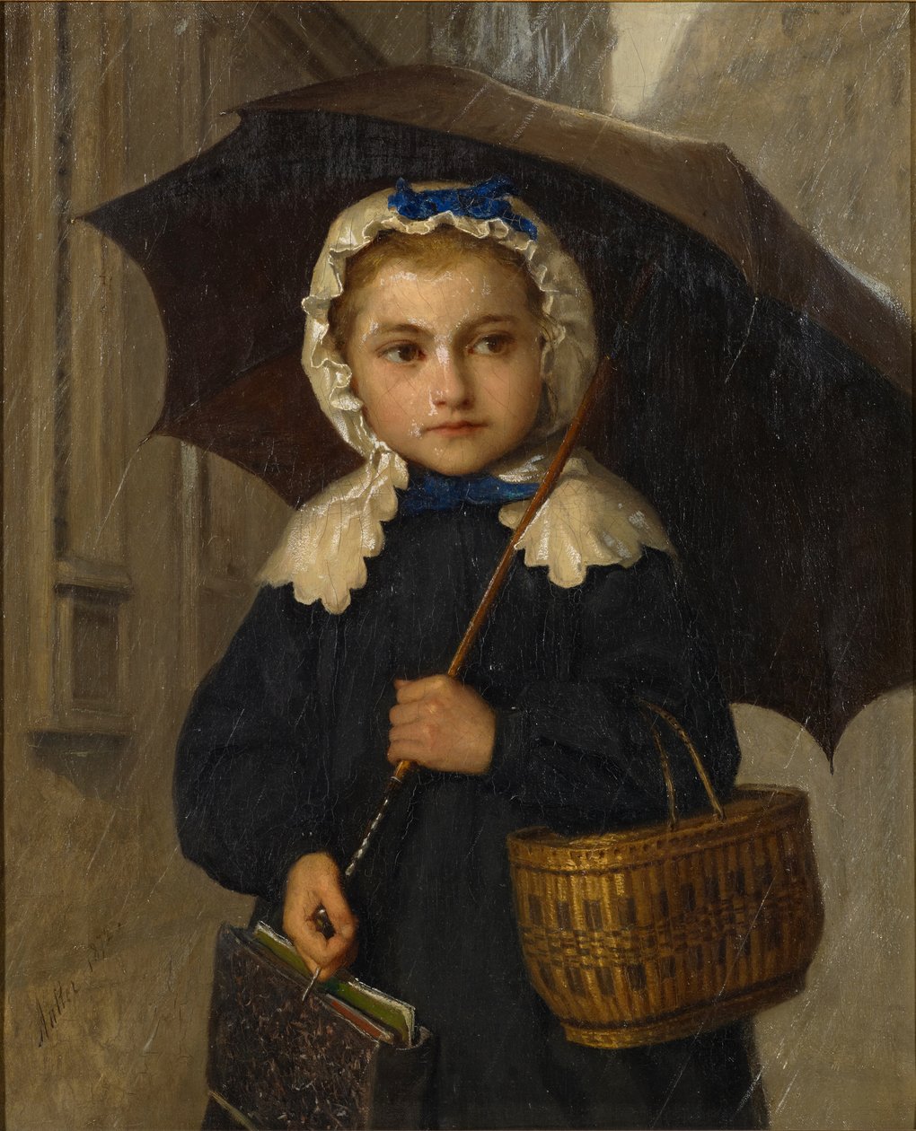 Louise Anker avec parapluie, 1872 - Albert Anker