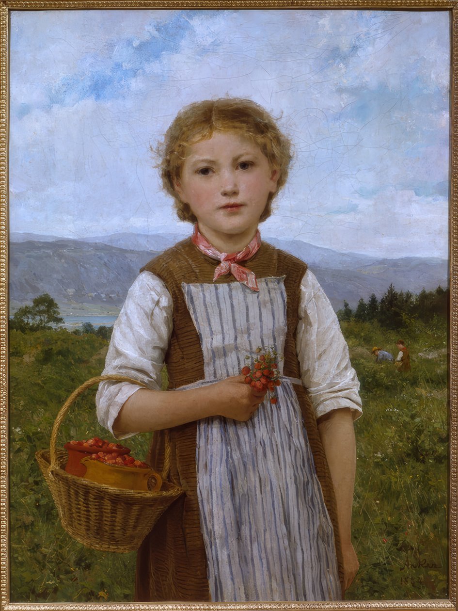 Fillette aux fraises - Albert Anker