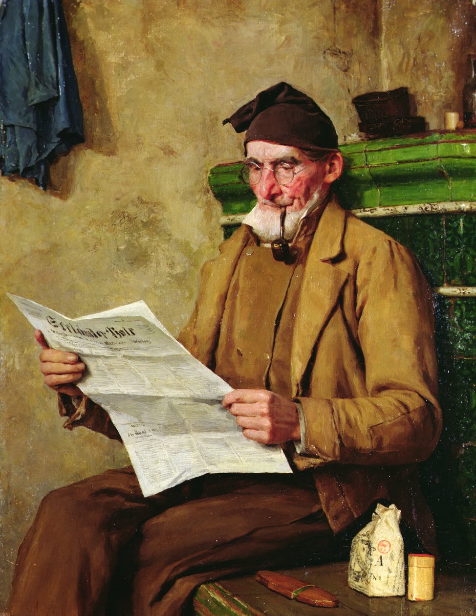Vieux Feissli lisant le journal - Albert Anker