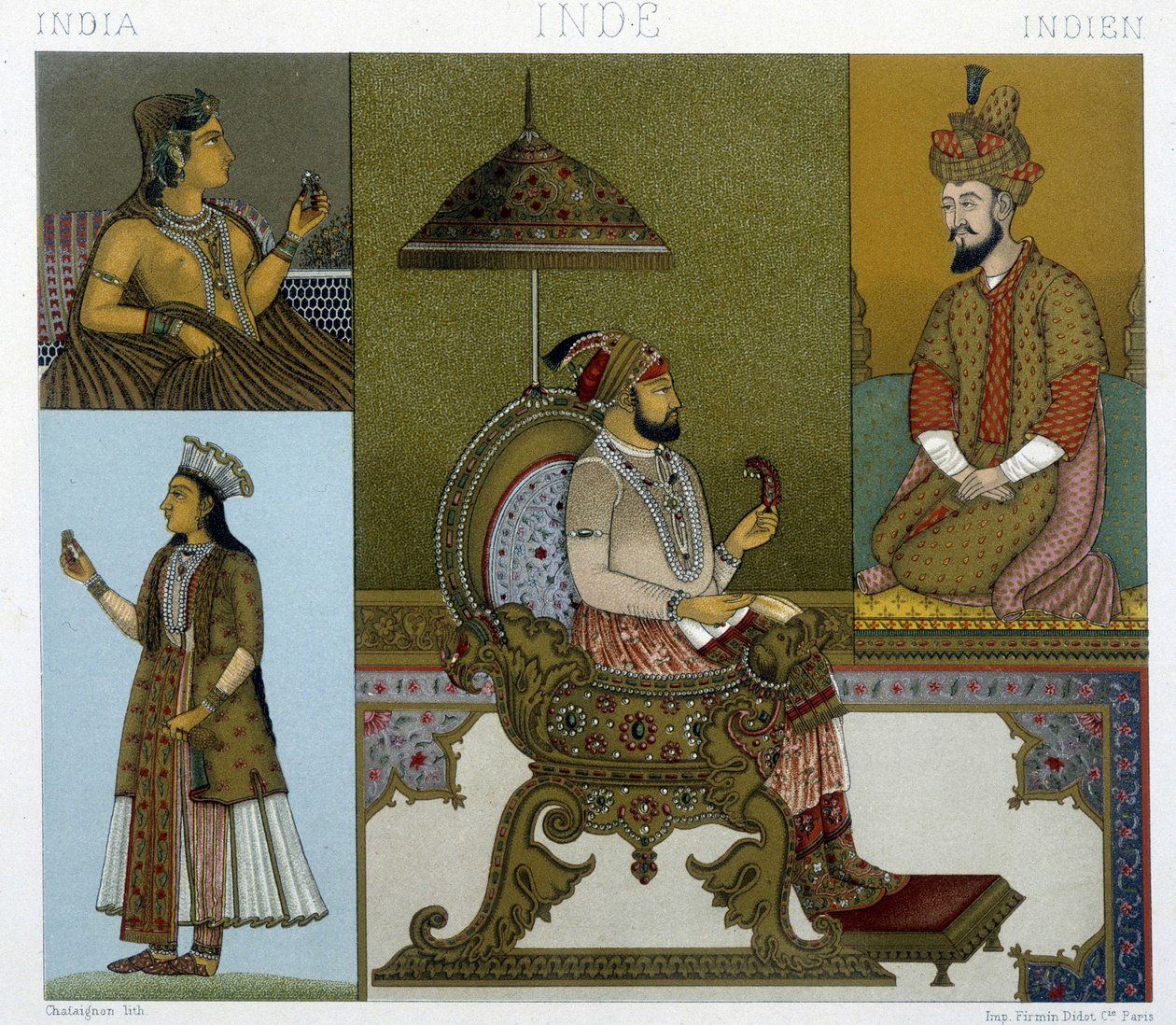 Costumes mongols, gravure de Racinet - Albert Charles August Racinet